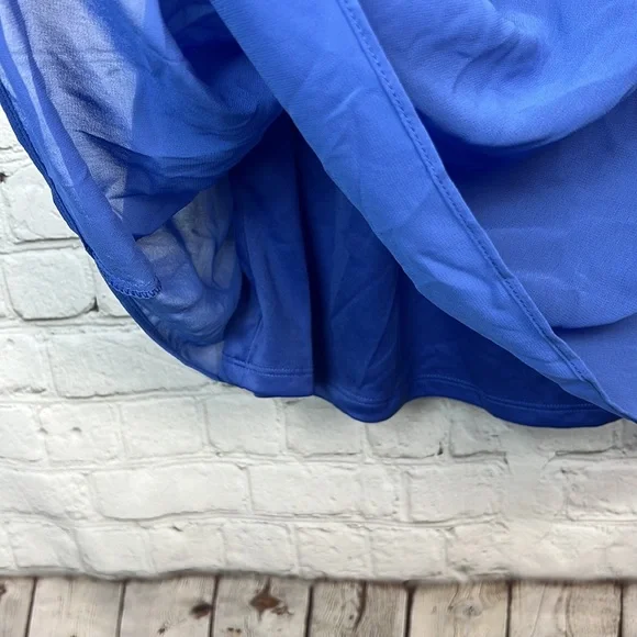 BCX White Lace & Periwinkle Blue Chiffon Dress Juniors Size 3 - Picture 7 of 9